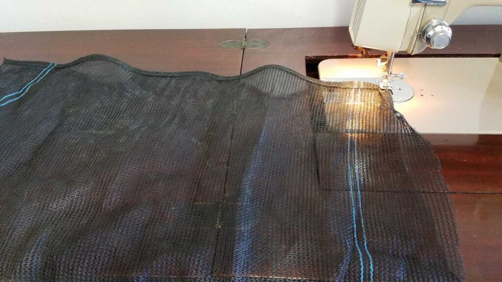 trampoline net at sewing machine