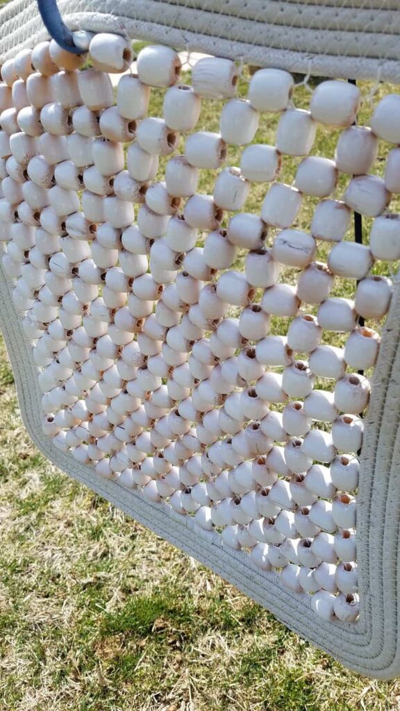 white painted wooden beads