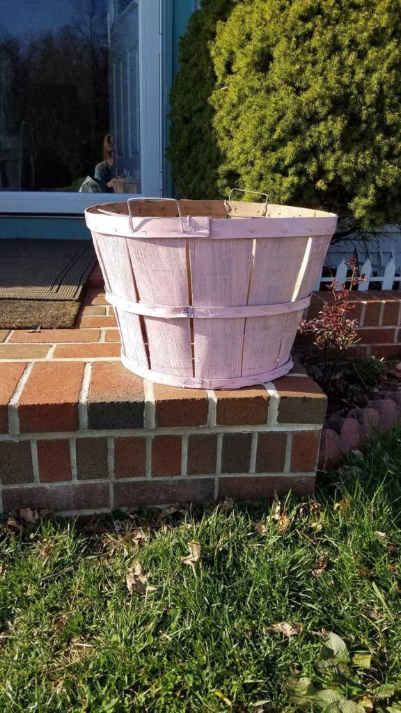 bushel basket painted pink