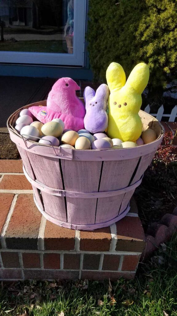 bushel basket decorated for Easter