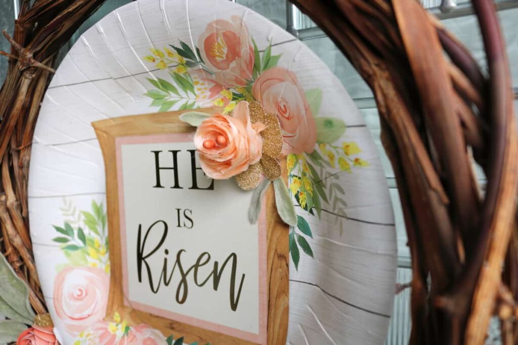 He is Risen paper plate wreath