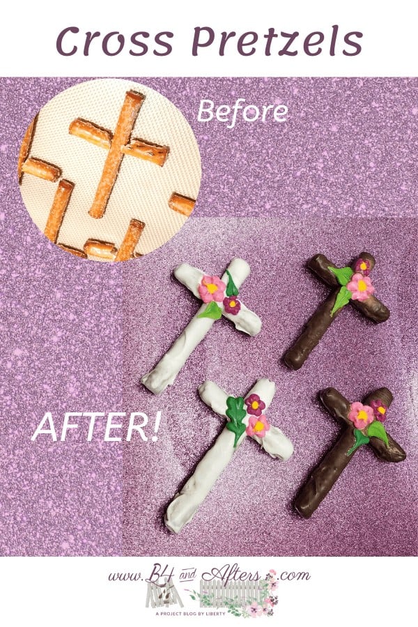 before and after pictures of Easter chocolate crosses