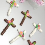 Chocolate covered cross shaped pretzels