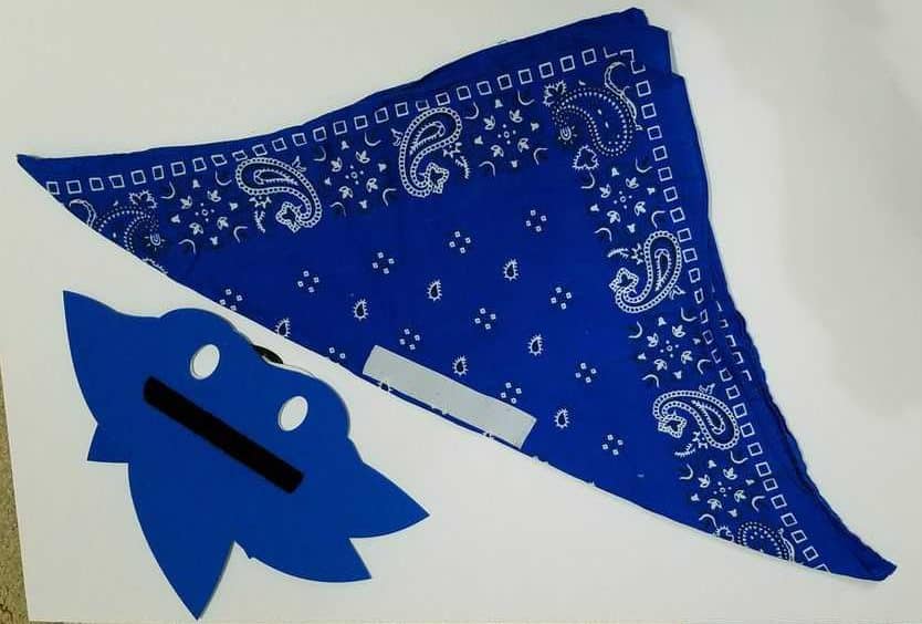 blue bandana with blue Sonic face mask