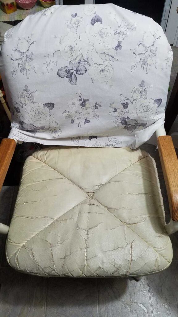 slipcover on back of chair