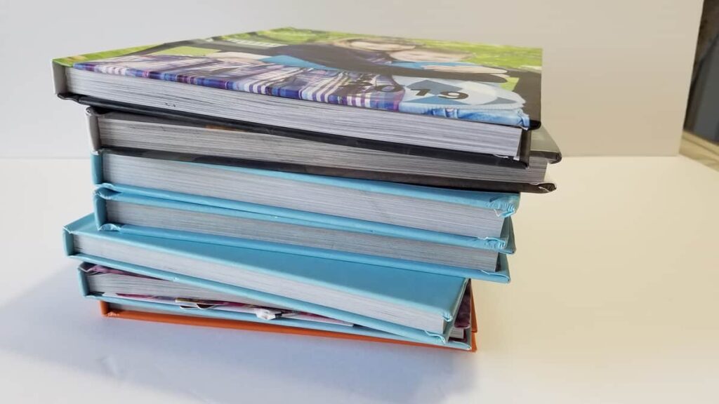 stack of photo books