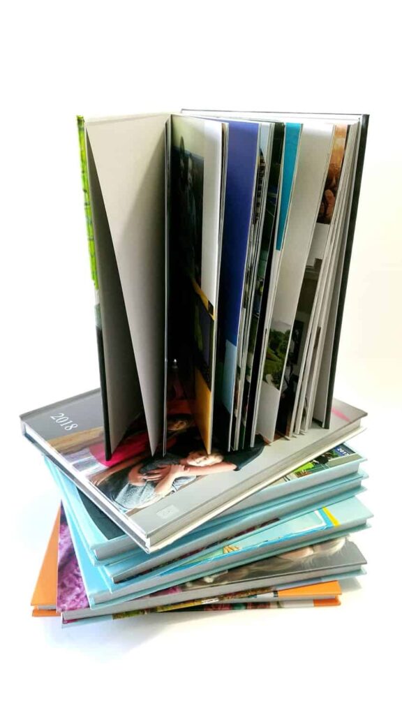 photo books stacked up