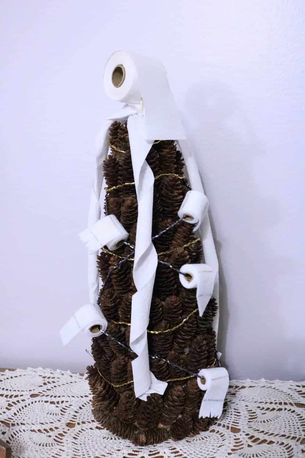 Toilet Paper Tree B4 and Afters a DIY pandemic craft