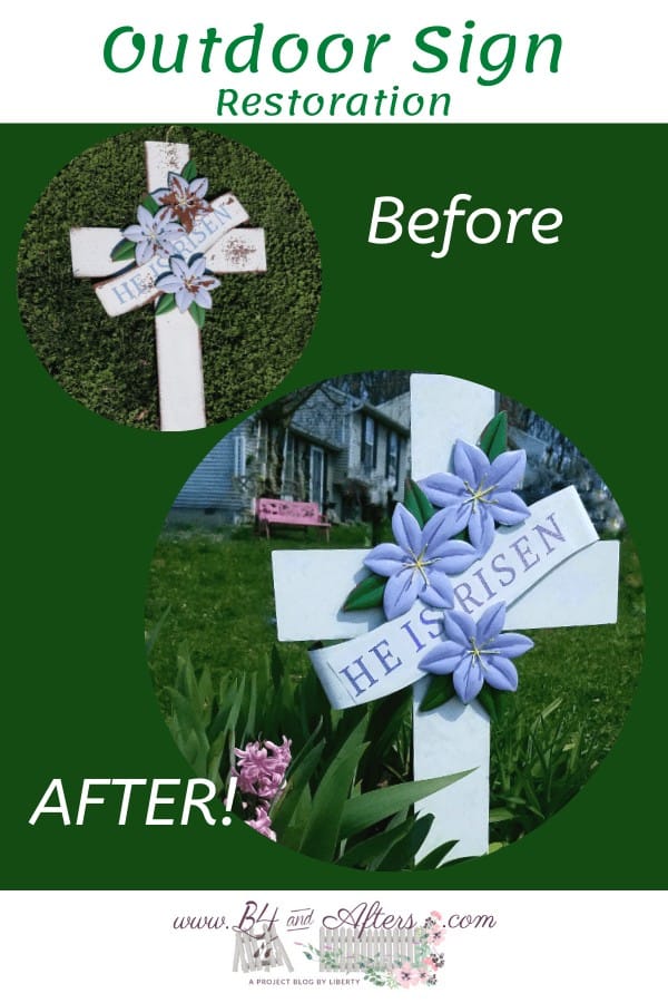 before and after pictures of an Easter sign