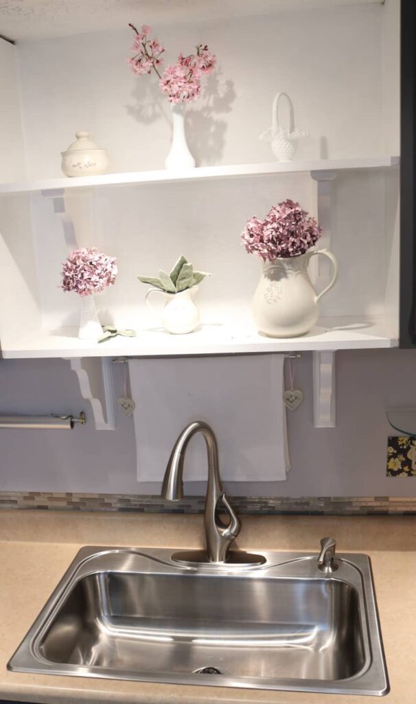 sink with pretty shelving