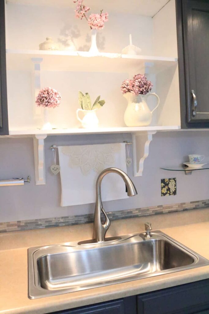 pretty styled kitchen shelves