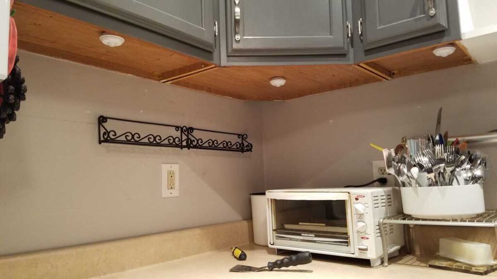 underneath the upper kitchen cabinets