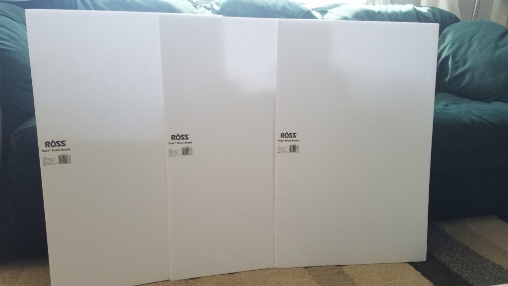 3 white foam boards