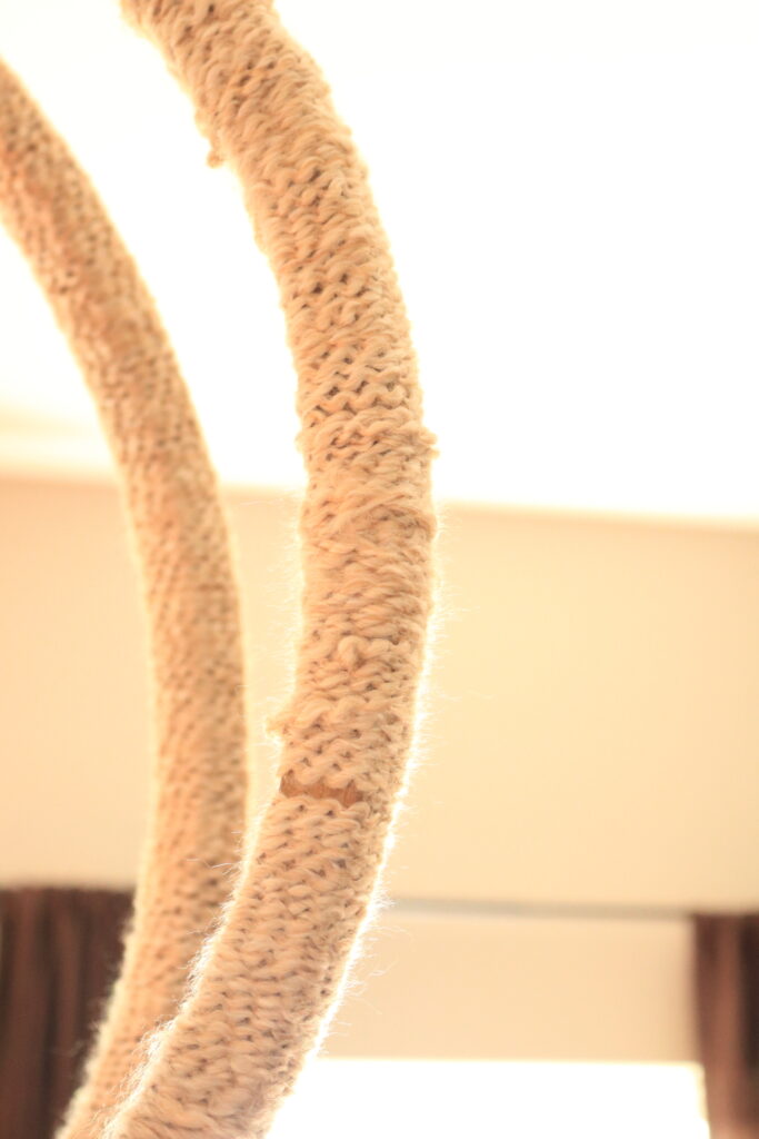 homespun yarn on chandelier