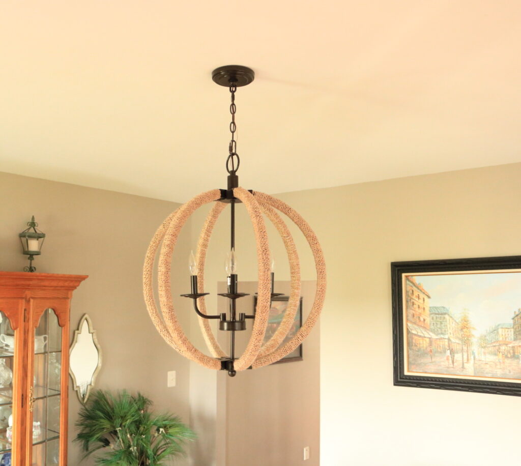 view of knock off chandelier