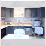 painted kitchen cabinets, slipcovered chairs, new kitchen faucet and sink
