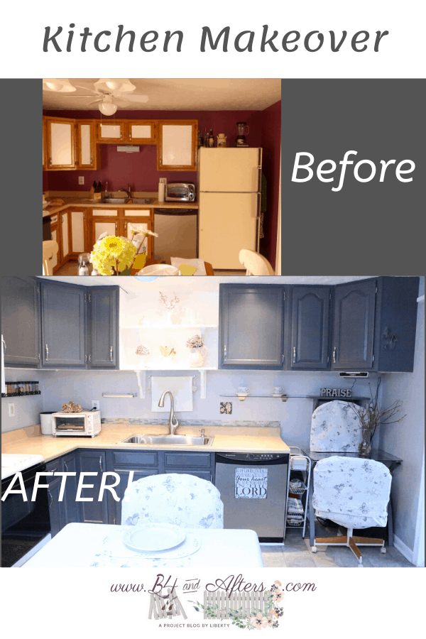 kitchen makeover showing before and after pictures