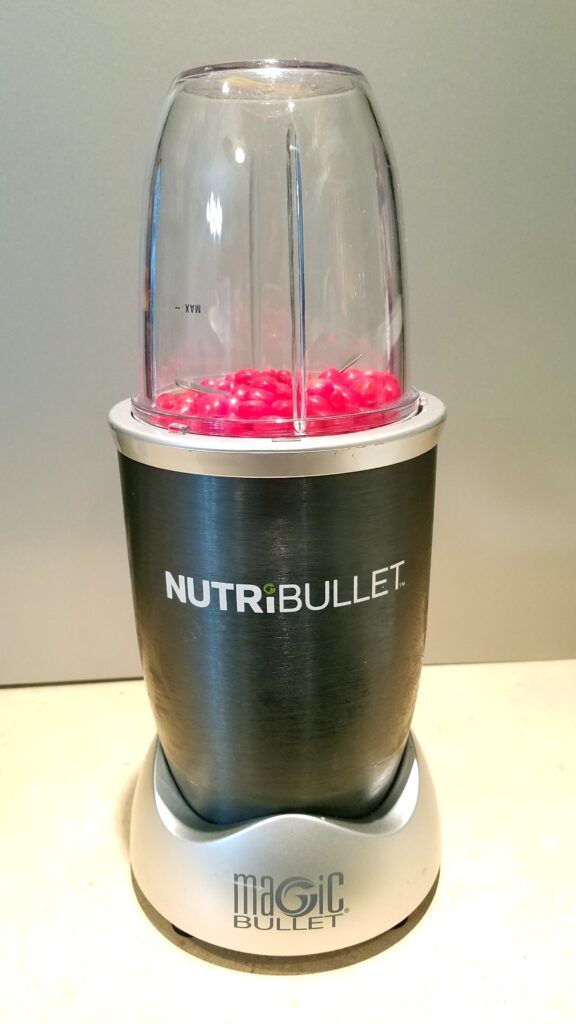 red hot candies in a Nutri Bullet blender