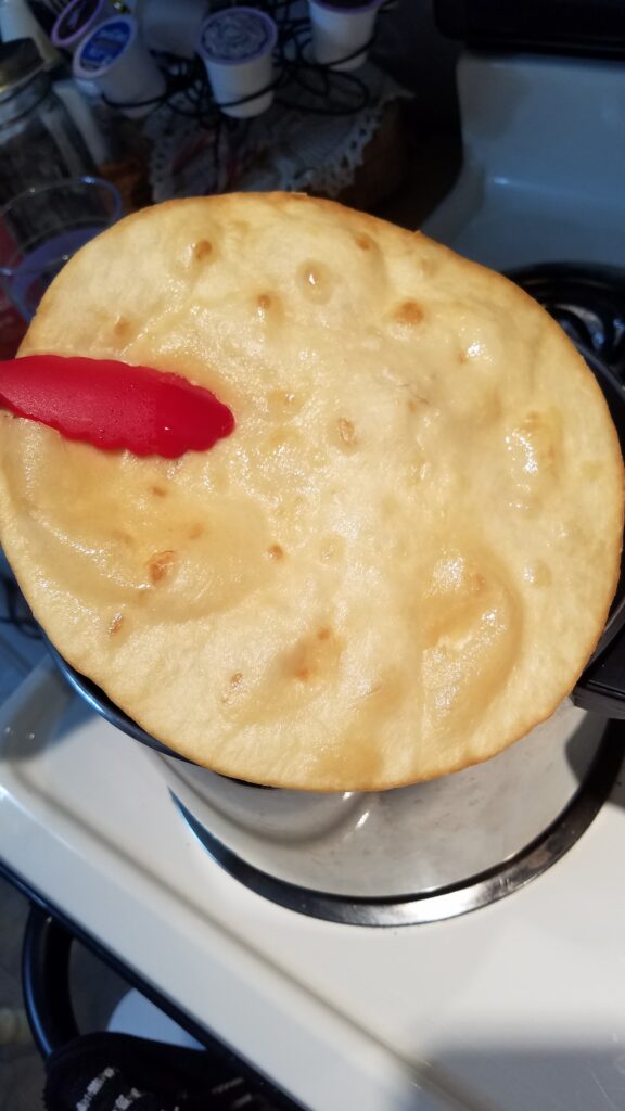 the other side of the fried flour tortilla