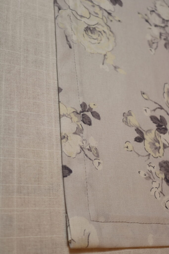 closeup of wide hem on table runner