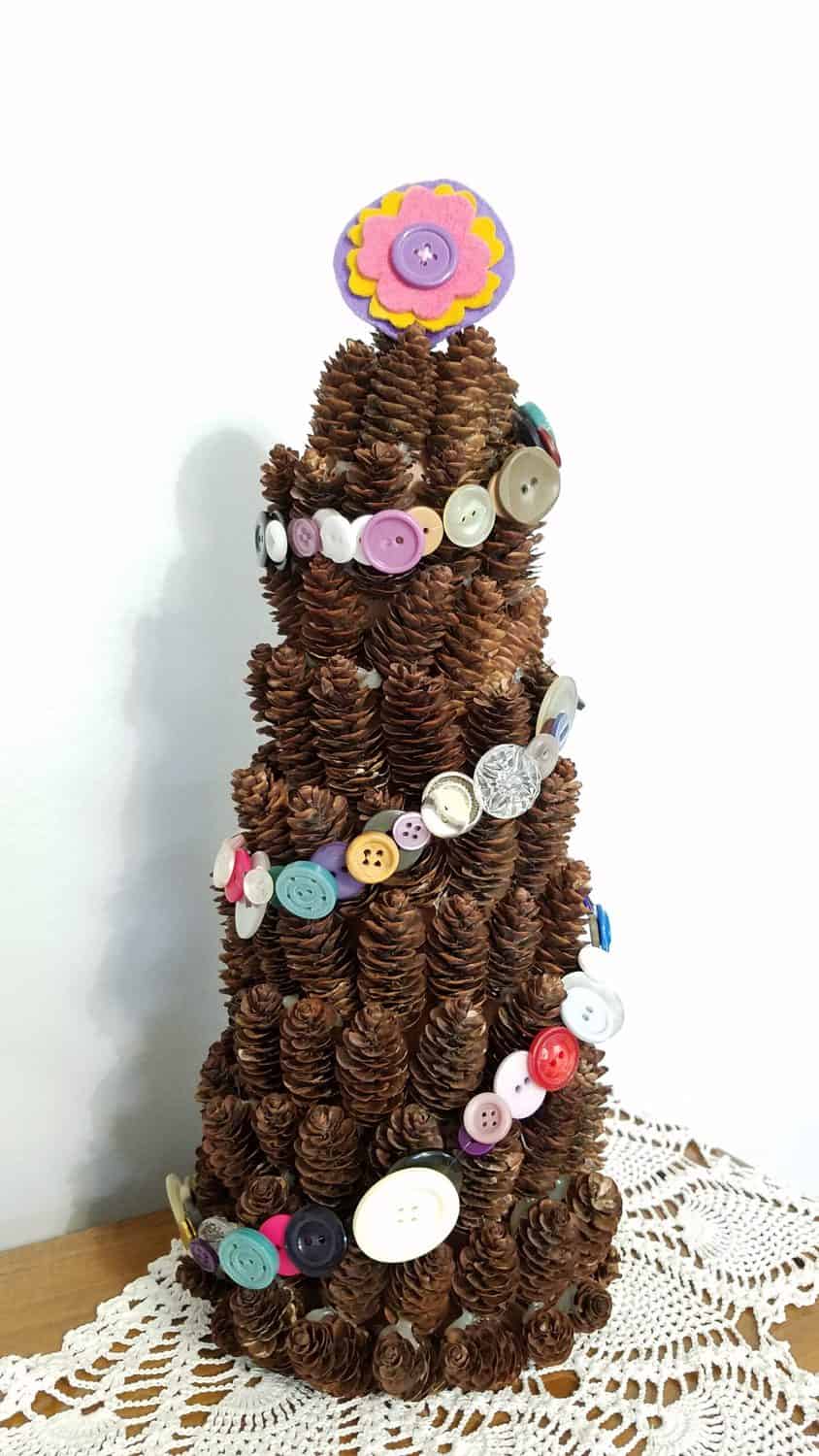 Pine Tree Buttons Button Craft Idea- B4 and Afters - with a cute felt button topper