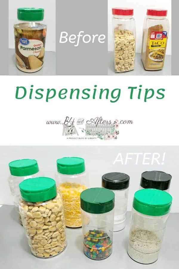 Repurpose Parmesan Cheese Shakers for Pantry Storage - Mission: to