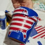 United States napkin decoupaged onto little pot