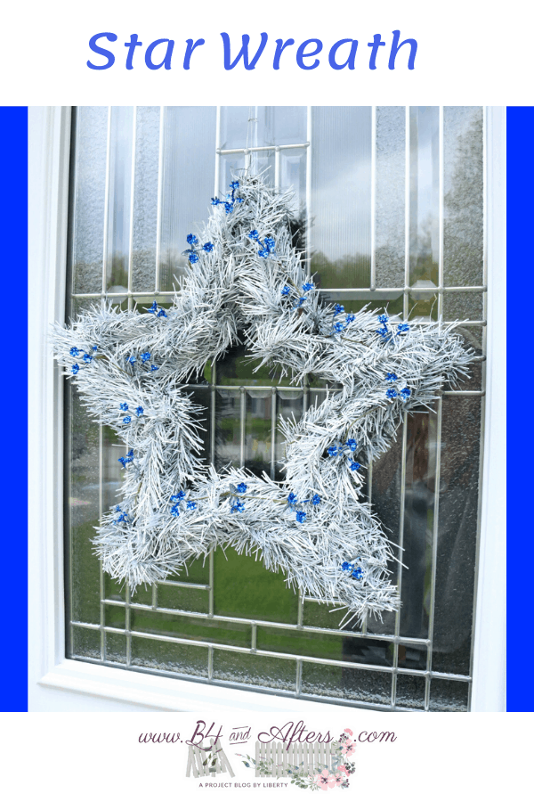 White star wreath with bright blue accents