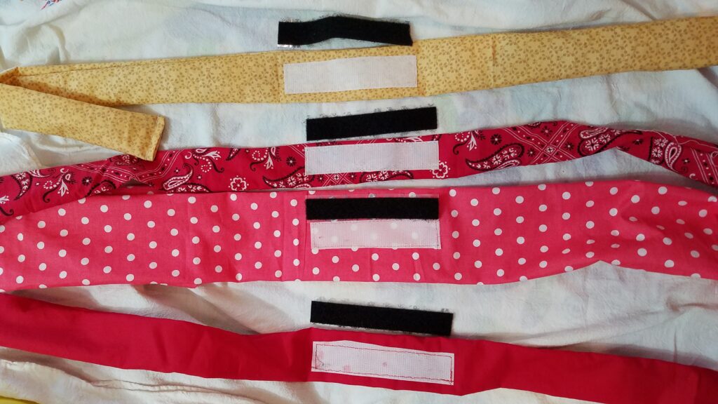 strips of fabric with pieces of velcro