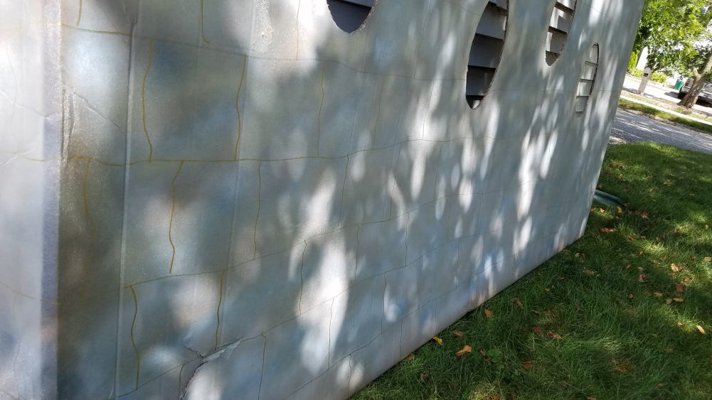 closeup of brick detail on cardboard castle photo booth