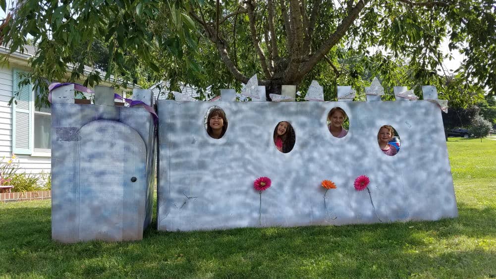 Cardboard Castle photo booth spray painted, for four people