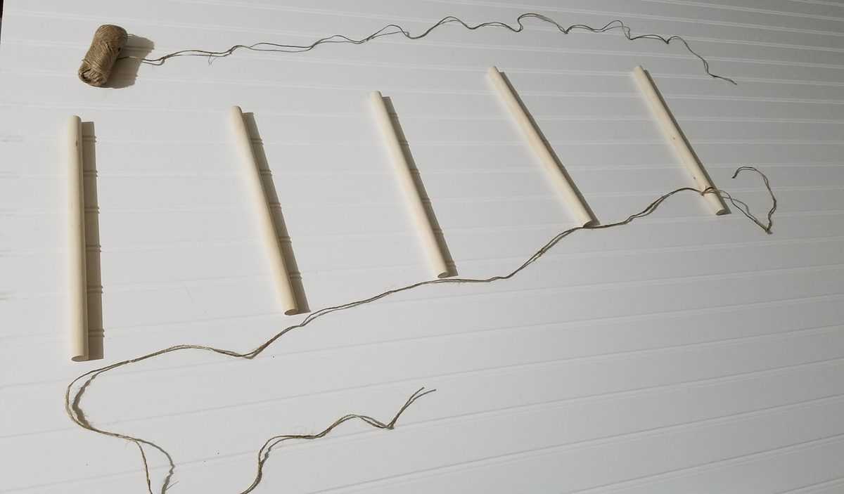 Dowel rods with jute rope B4 and Afters