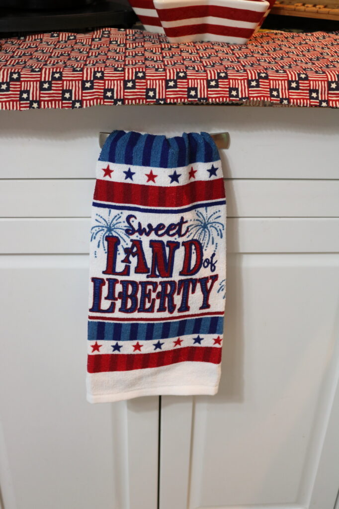 Sweet Land of Liberty red white and blue hand towel