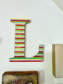 monogram wall letter made out of dowel rods