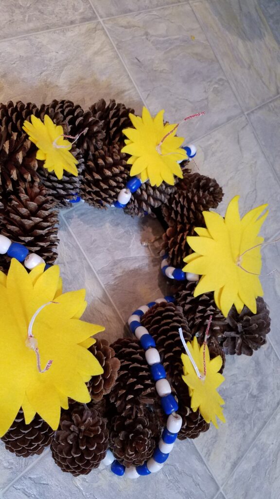 felt sunflowers ready for wreath