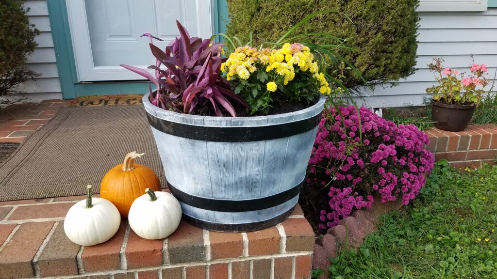 large planter for fall with lightweight filler