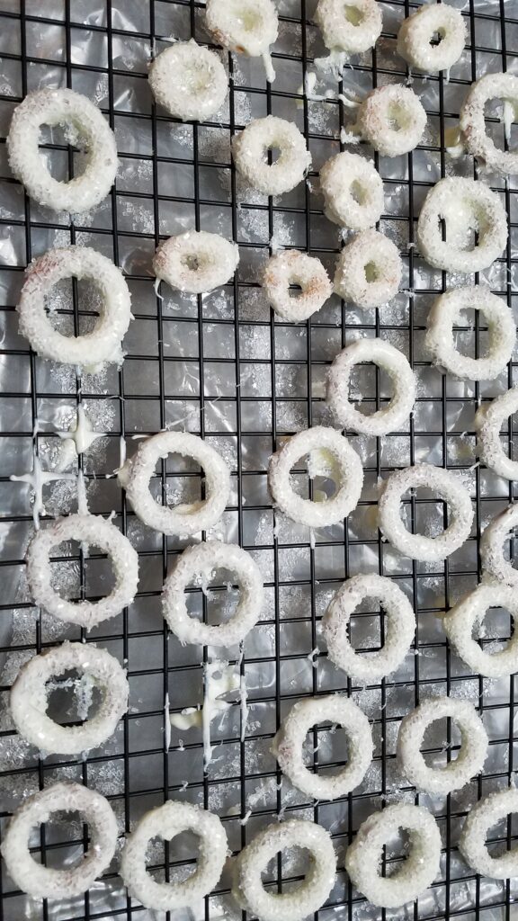 white chocolate covered round pretzels