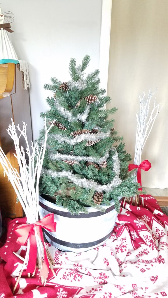 Christmas tree bucket planter