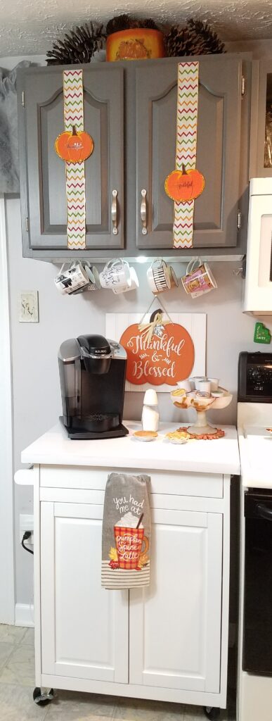 Updated Kitchen Coffee Station with white countertop