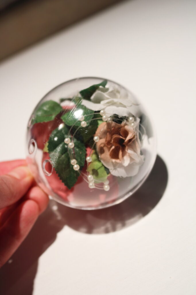 floral clear Christmas ornament