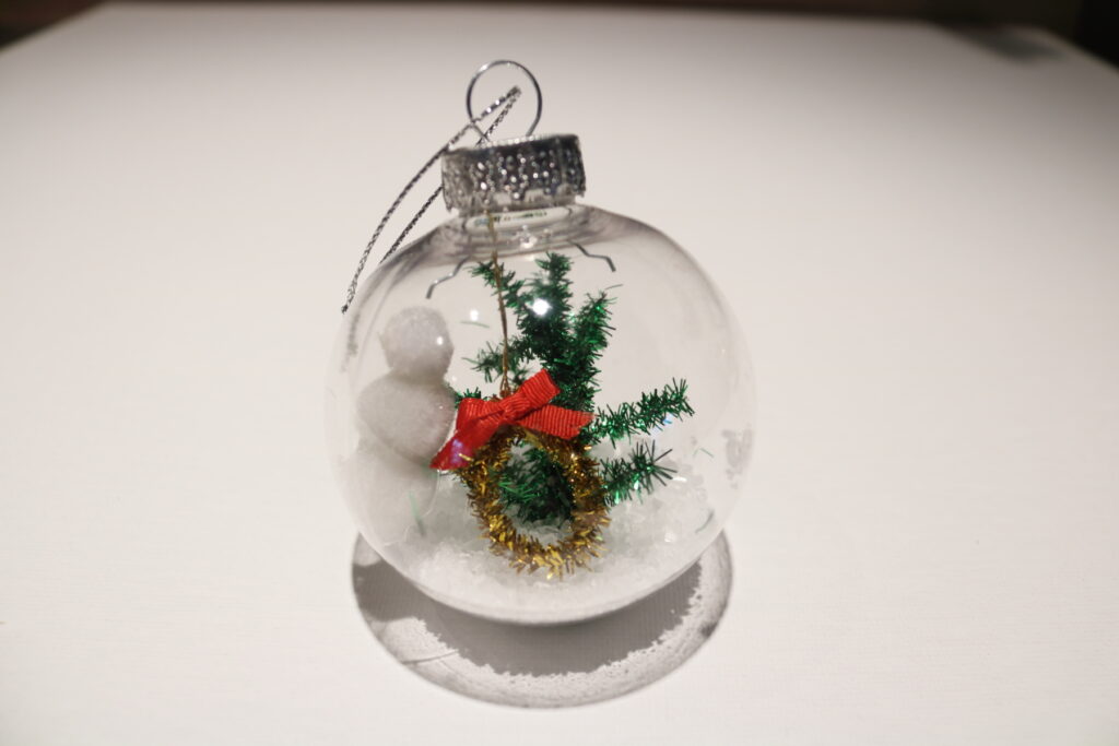 mini winter scene clear Christmas ornament