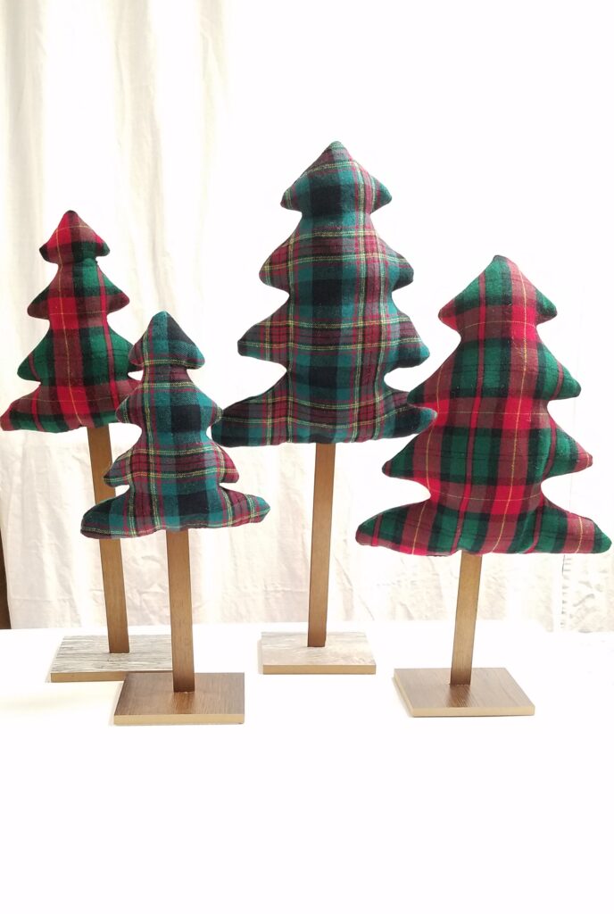 4 standing tabletop Christmas trees