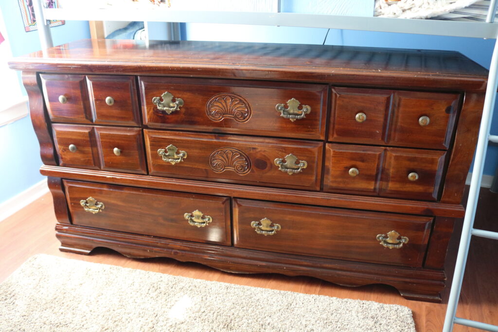 Brown dresser in its original condition