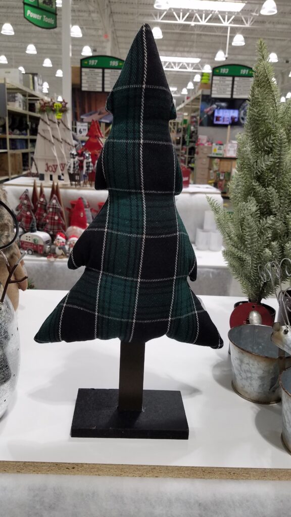 green plaid fabric tree