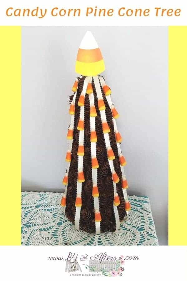 candy corn pine cone tree craft