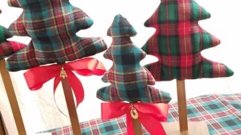 3 fabric table top trees