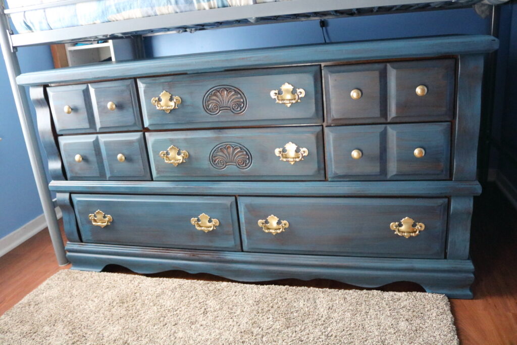 Finished Flow Blue milk paint dresser