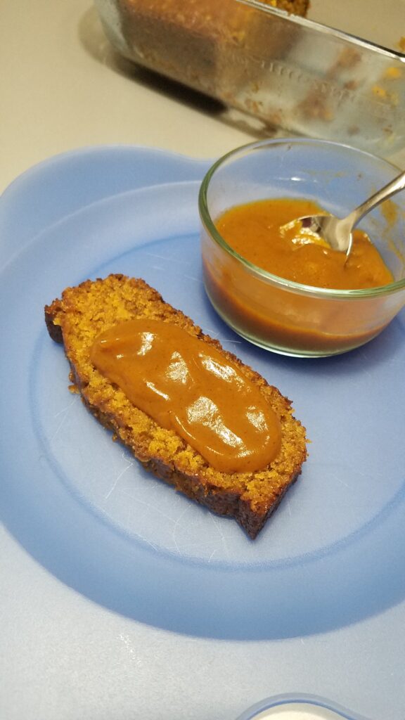 pumpkin butter on pumpkin bread