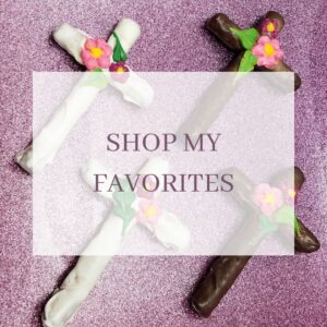 pretzel crosses in background of shop my favorites