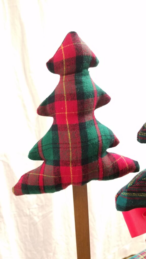 red and green plaid fabric tree